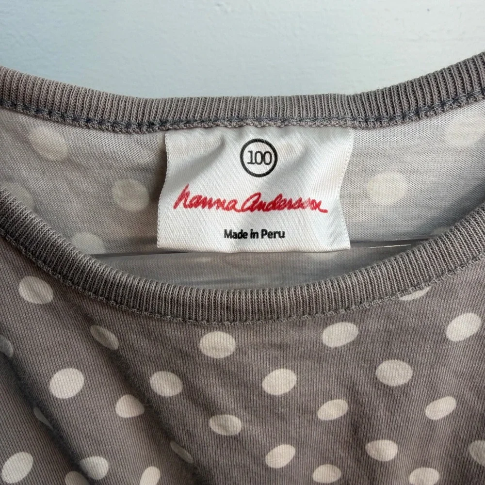 Hanna‎ Andersson 100 4T Gray White Polka Dot Dress 100% Cotton